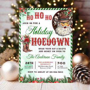 Western Cowboy Santa Christmas Hoedown Party Kaart