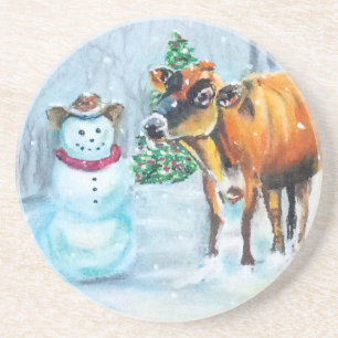 Western Cowboy Snowman Christmas Onderzetter