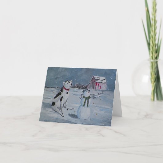 Western Cowboy Snowman & Cow Christmas Card Kaart (Voorkant)