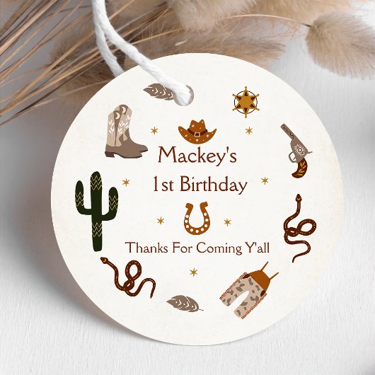 Western Cowboy Verjaardagsfeest Bedankjes Labels