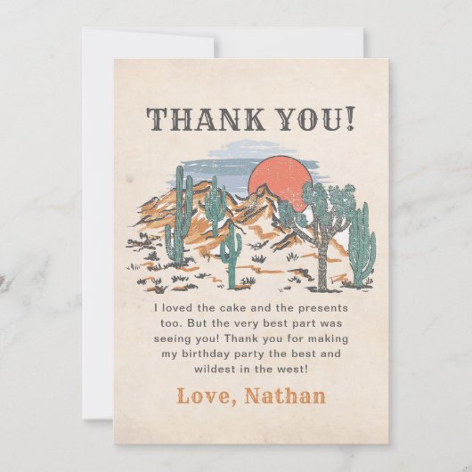 Western Cowboy Verjaardagsfeest Bedankkaart (Voorkant)