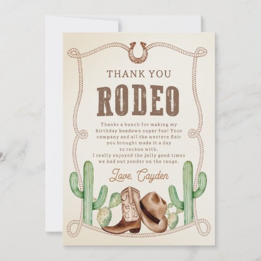 Western Cowboy Verjaardagsfeest Bedankkaart (Voorkant)