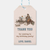 Western Cowboy Verjaardagsfeest Cadeaulabel (Voorkant)