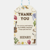 Western Cowboy Verjaardagsfeest Cadeaulabel (Voorkant)
