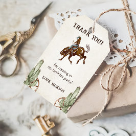 Western Cowboy Verjaardagsfeest Cadeaulabel