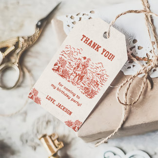 Western Cowboy Verjaardagsfeest Cadeaulabel