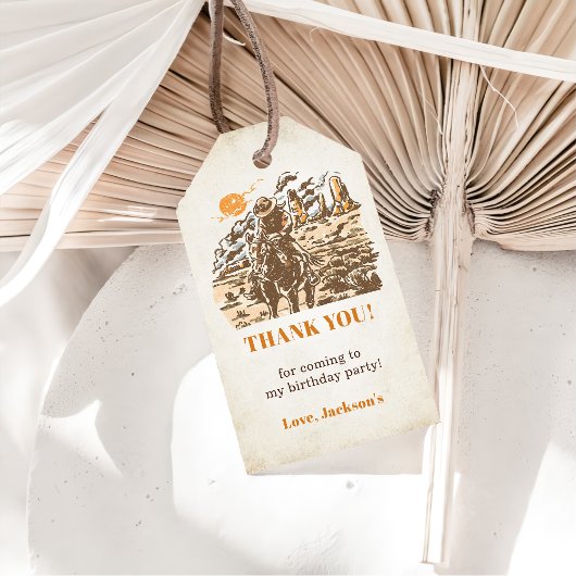 Western Cowboy Verjaardagsfeest Cadeaulabel