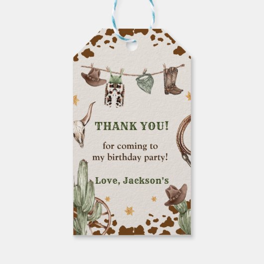 Western Cowboy Verjaardagsfeest Cadeaulabel (Achterkant)