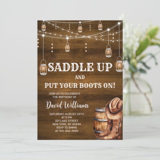 Western Cowboy Verjaardagsfeest Kaart (Staand voorkant)