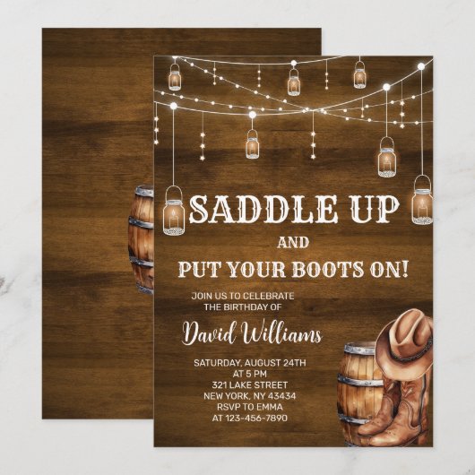 Western Cowboy Verjaardagsfeest Kaart (Voorkant / Achterkant)