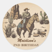 Western Cowboy Verjaardagsfeest Ronde Sticker (Voorkant)