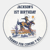 Western Cowboy Verjaardagsfeest Ronde Sticker (Voorkant)