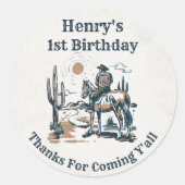 Western Cowboy Verjaardagsfeest Ronde Sticker (Voorkant)