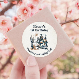 Western Cowboy Verjaardagsfeest Ronde Sticker