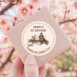 Western Cowboy Verjaardagsfeest Ronde Sticker