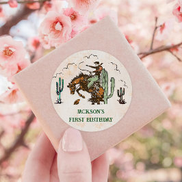 Western Cowboy Verjaardagsfeest Ronde Sticker