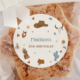 Western Cowboy Verjaardagsfeest Ronde Sticker