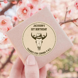 Western Cowboy Verjaardagsfeest Ronde Sticker