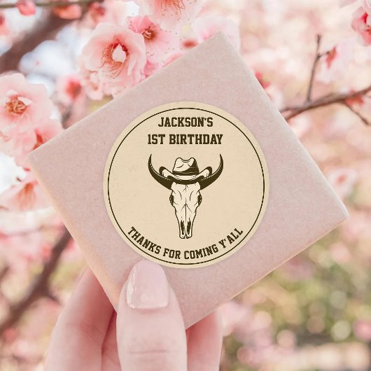 Western Cowboy Verjaardagsfeest Ronde Sticker