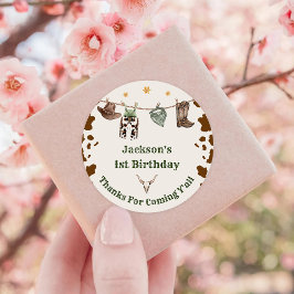 Western Cowboy Verjaardagsfeest Ronde Sticker