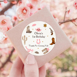Western Cowboy Verjaardagsfeest Ronde Sticker
