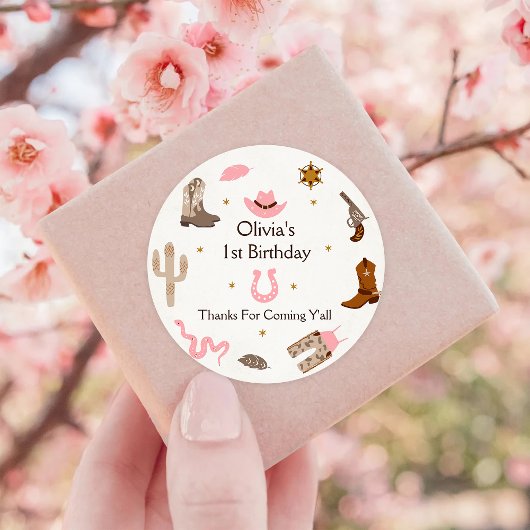 Western Cowboy Verjaardagsfeest Ronde Sticker