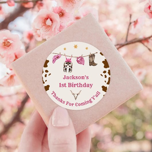 Western Cowboy Verjaardagsfeest Ronde Sticker