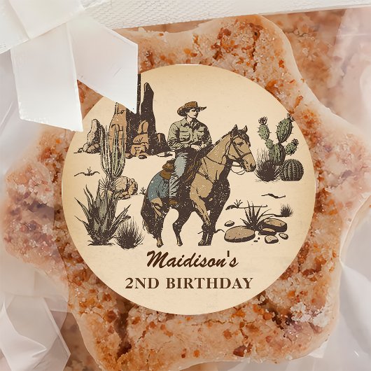 Western Cowboy Verjaardagsfeest Ronde Sticker