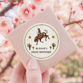 Western Cowboy Verjaardagsfeest Ronde Sticker