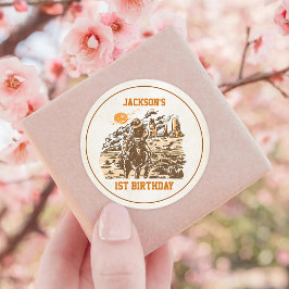 Western Cowboy Verjaardagsfeest Ronde Sticker