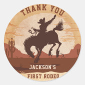 Western Cowboy Verjaardagsfeest Ronde Sticker (Voorkant)