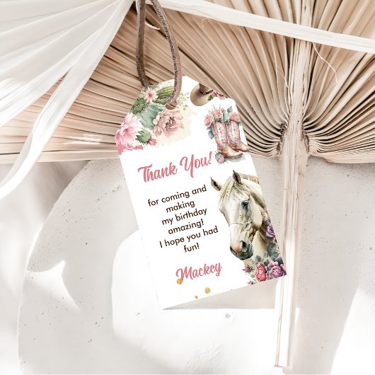 Western Cowboy Verjaardagsfeestje Bedankt Favor Cadeaulabel