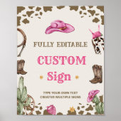 Western Cowboy Verjaardagsfeesttafelteken Poster (Voorkant)