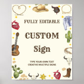 Western Cowboy Verjaardagsfeesttafelteken Poster (Voorkant)