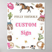 Western Cowboy Verjaardagsfeesttafelteken Poster (Voorkant)