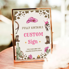 Western Cowboy Verjaardagsfeesttafelteken Poster