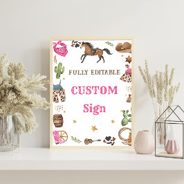 Western Cowboy Verjaardagsfeesttafelteken Poster