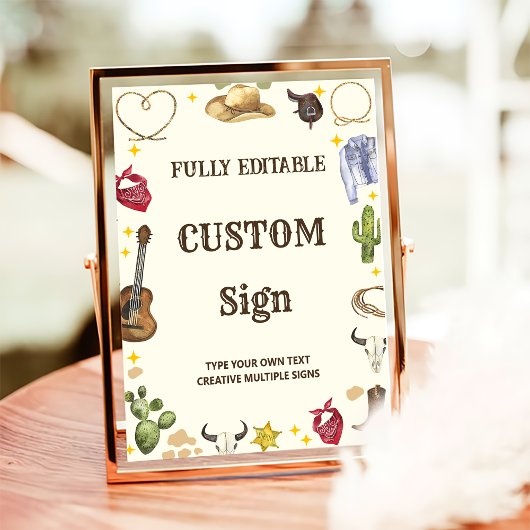 Western Cowboy Verjaardagsfeesttafelteken Poster