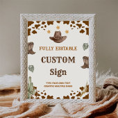 Western Cowboy Verjaardagsfeesttafelteken Poster