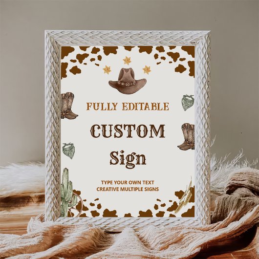 Western Cowboy Verjaardagsfeesttafelteken Poster