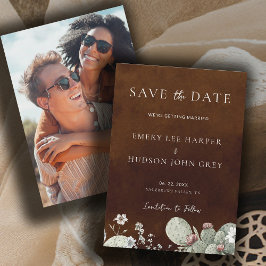 Western Cowboy Vintage Southwest Drk Photo Wedding Save The Date
