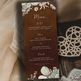 Western Cowboy Vintage Southwest Floral Wedding Menu