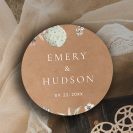 Western Cowboy Vintage Southwest Floral Wedding Ronde Sticker