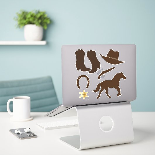 Western Cowboy Vinyl 8" Sticker (Laptop op bureau)