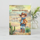 Western Cowboy Waterverf Stijl Verjaardagsfeest Kaart (Staand voorkant)