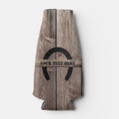 Western Cowboy Weathered Barn Wood Hoefijzer Flesjeskoeler (Voorkant)