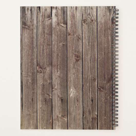 Western Cowboy Weathered Barn Wood Hoefijzer Planner (Achterkant)