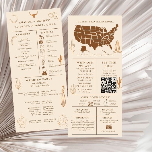 Western Cowboy Wedding Infographic Programma Programmakaart