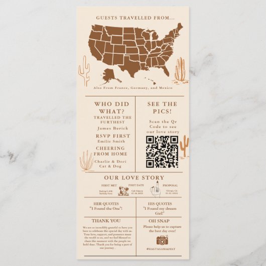 Western Cowboy Wedding Infographic Programma Programmakaart (Achterkant)