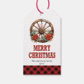 Western cowboy wheel Christmas tag editable  Cadeaulabel (Voorkant)